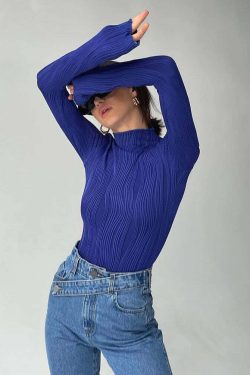 Irina Y2K Turtleneck Top - Retro 90S Grunge, Summer Outfits, Y2K Fashion, Pastel Goth Style