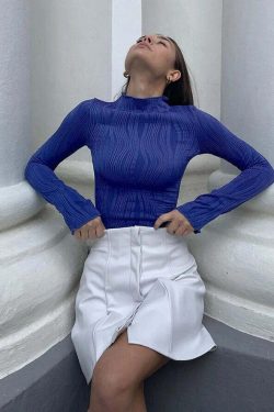 Irina Y2K Turtleneck Top - Retro 90S Grunge, Summer Outfits, Y2K Fashion, Pastel Goth Style