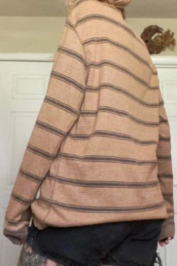 Isabella Y2K Grunge Striped Long Sleeve Shirt - 90S Fashion, Retro Summer, Gothic Style