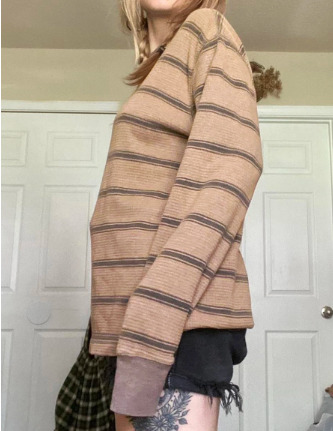 Isabella Y2K Grunge Striped Long Sleeve Shirt - 90S Fashion, Retro Summer, Gothic Style