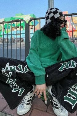 Jade Straight Jeans For Women - Y2K Summer, 90S Grunge, Retro Hip Hop, Pastel Goth Outfits