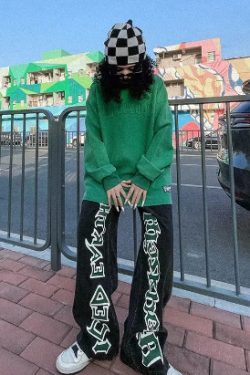 Jade Straight Jeans For Women - Y2K Summer, 90S Grunge, Retro Hip Hop, Pastel Goth Outfits