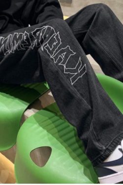 Jade Straight Jeans For Women - Y2K Summer, 90S Grunge, Retro Hip Hop, Pastel Goth Outfits