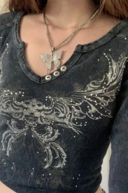 Jasmine Retro Crop T-Shirt - Y2K Summer, 90S Grunge, Pastel Goth, Y2K Party & Club Outfits