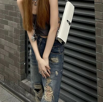 Jordyn Ripped High Waist Jeans - Y2K Grunge, 90S Fashion, Retro Summer Outfits Jordyn Ripped High Waist Jeans - Y2K Grunge, 90S Fashion, Retro Summer Outfits