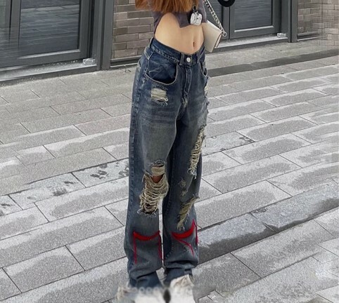 Jordyn Ripped High Waist Jeans - Y2K Grunge, 90S Fashion, Retro Summer Outfits Jordyn Ripped High Waist Jeans - Y2K Grunge, 90S Fashion, Retro Summer Outfits