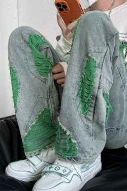 Juliana Y2K Grunge Ripped Denim Jeans - 90S Fashion, Retro Style, Summer Y2K Outfits