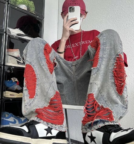 Juliana Y2K Grunge Ripped Denim Jeans - 90S Fashion, Retro Style, Summer Y2K Outfits