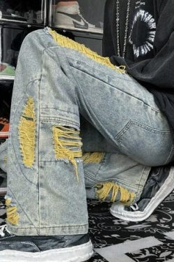 Juliana Y2K Grunge Ripped Denim Jeans - 90S Fashion, Retro Style, Summer Y2K Outfits