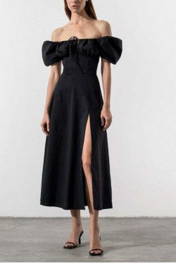 Katie Off Shoulder Midi Dress - Y2K Summer, 90S Fashion, Grunge, Retro, Pastel Goth Outfit