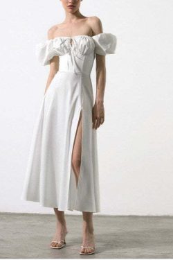 Katie Off Shoulder Midi Dress - Y2K Summer, 90S Fashion, Grunge, Retro, Pastel Goth Outfit