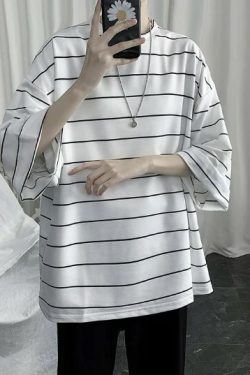 Kaylee Striped Oversized T-Shirt - Y2K Summer, 90S Grunge, Retro Goth, Baby Tees, Y2K