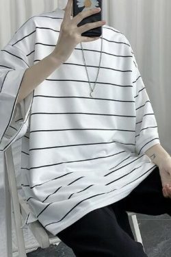 Kaylee Striped Oversized T-Shirt - Y2K Summer, 90S Grunge, Retro Goth, Baby Tees, Y2K