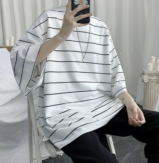 Kaylee Striped Oversized T-Shirt - Y2K Summer, 90S Grunge, Retro Goth, Baby Tees, Y2K Kaylee Striped Oversized T-Shirt - Y2K Summer, 90S Grunge, Retro Goth, Baby Tees, Y2K