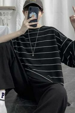 Kaylee Striped Oversized T-Shirt - Y2K Summer, 90S Grunge, Retro Goth, Baby Tees, Y2K