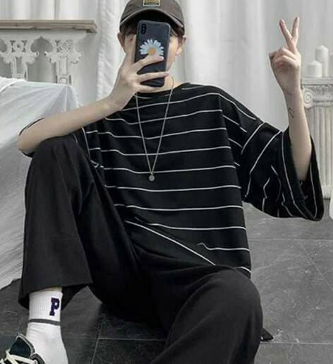 Kaylee Striped Oversized T-Shirt - Y2K Summer, 90S Grunge, Retro Goth, Baby Tees, Y2K Kaylee Striped Oversized T-Shirt - Y2K Summer, 90S Grunge, Retro Goth, Baby Tees, Y2K