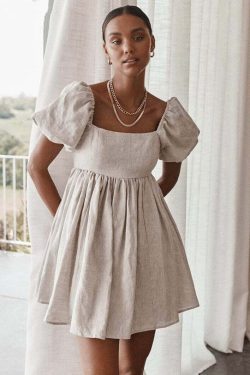 Klara Linen Dress - Y2K Summer Outfit, 90S Fashion, Grunge, Retro Style, Pastel Goth