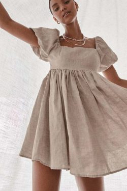 Klara Linen Dress - Y2K Summer Outfit, 90S Fashion, Grunge, Retro Style, Pastel Goth