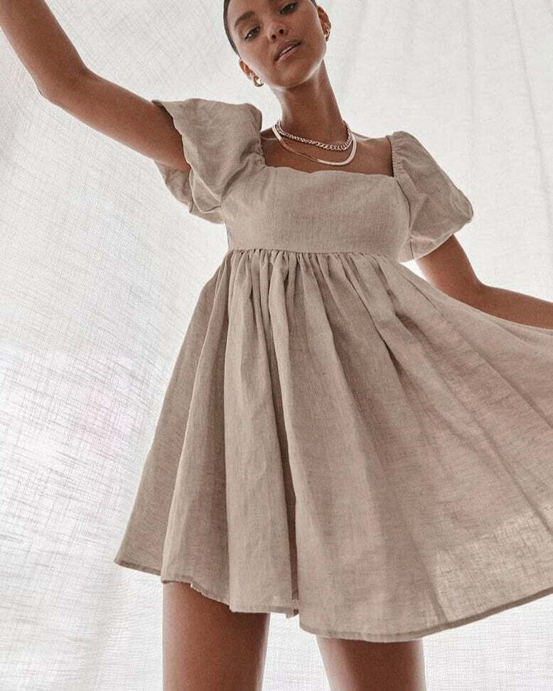 Klara Linen Dress - Y2K Summer Outfit, 90S Fashion, Grunge, Retro Style, Pastel Goth Klara Linen Dress - Y2K Summer Outfit, 90S Fashion, Grunge, Retro Style, Pastel Goth