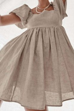 Klara Linen Dress - Y2K Summer Outfit, 90S Fashion, Grunge, Retro Style, Pastel Goth