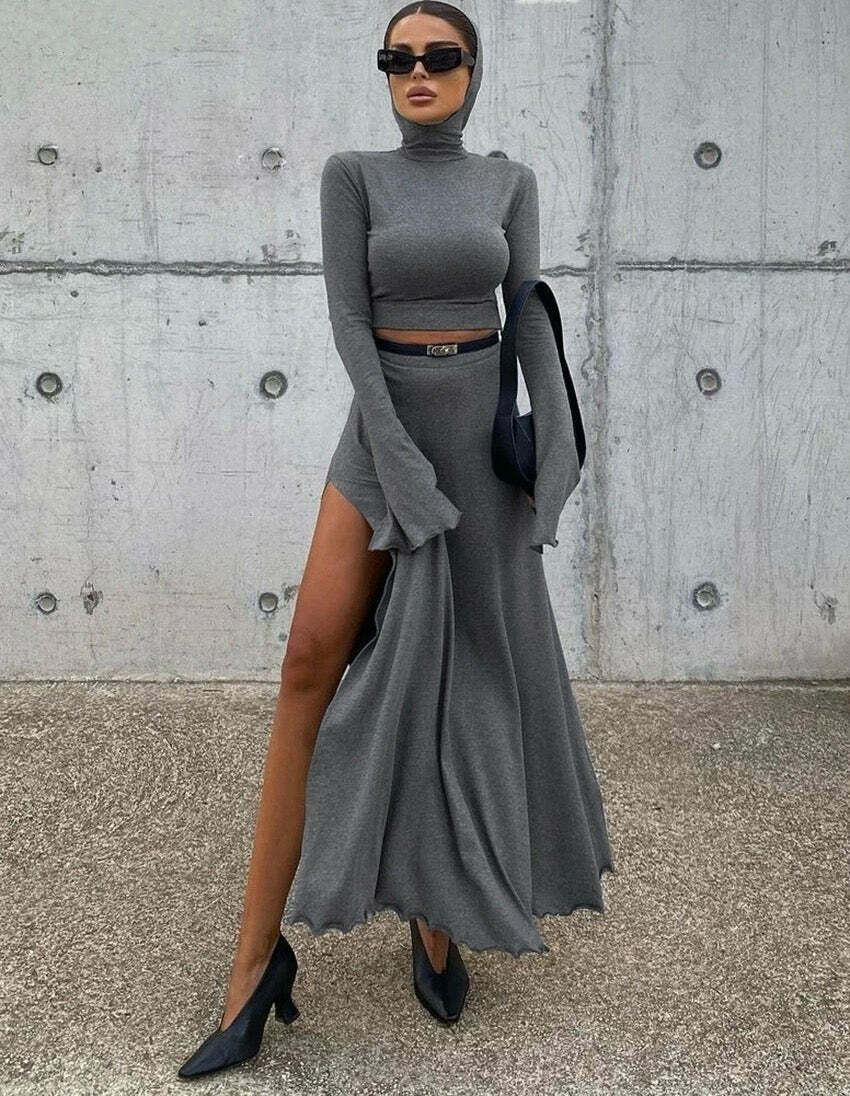 Kori Knitted Two Piece Set - Y2K Summer & 90S Grunge Outfit, Retro Style, Pastel Goth Fashion