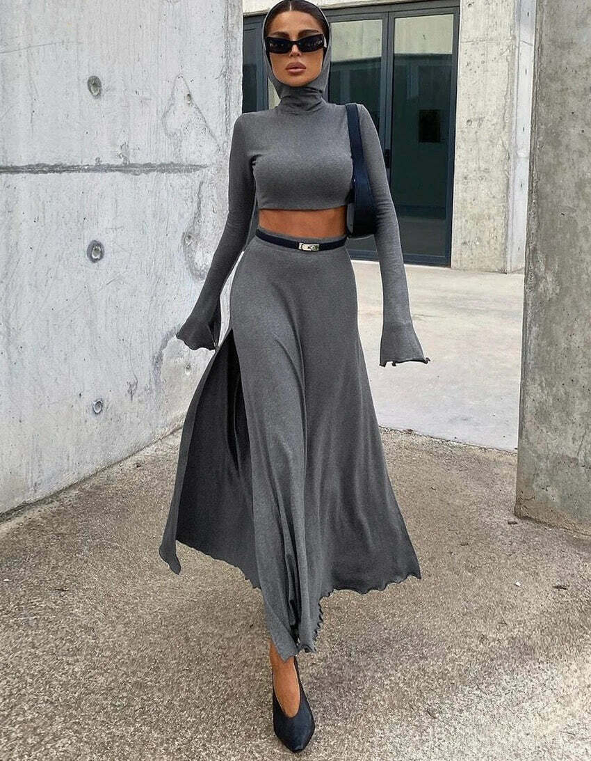 Kori Knitted Two Piece Set - Y2K Summer & 90S Grunge Outfit, Retro Style, Pastel Goth Fashion