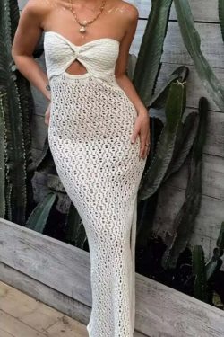 Korina Knitted Maxi Dress - Y2K Summer, 90S Grunge, Retro Style, Pastel Goth, Y2K Party