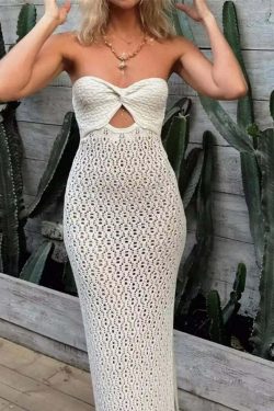 Korina Knitted Maxi Dress - Y2K Summer, 90S Grunge, Retro Style, Pastel Goth, Y2K Party