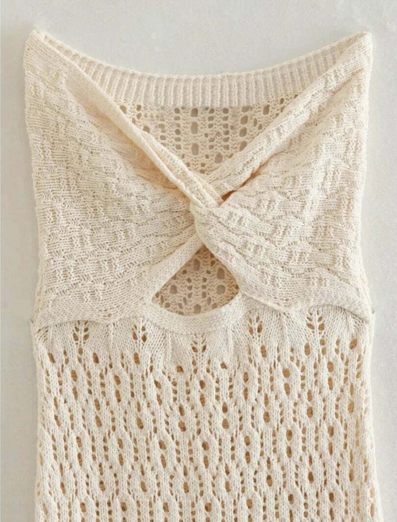 Korina Knitted Maxi Dress - Y2K Summer, 90S Grunge, Retro Style, Pastel Goth, Y2K Party Korina Knitted Maxi Dress - Y2K Summer, 90S Grunge, Retro Style, Pastel Goth, Y2K Party