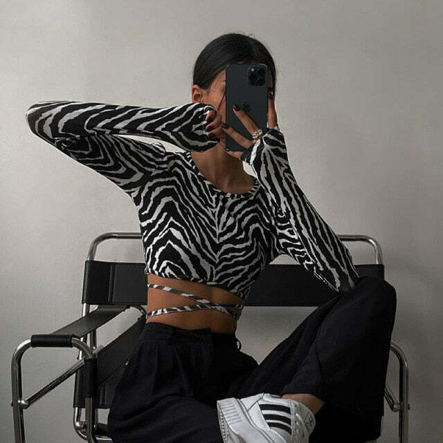 Kristina Zebra Top - Y2K Summer Grunge, 90S Fashion, Retro Style, Y2K Club & Party Outfits