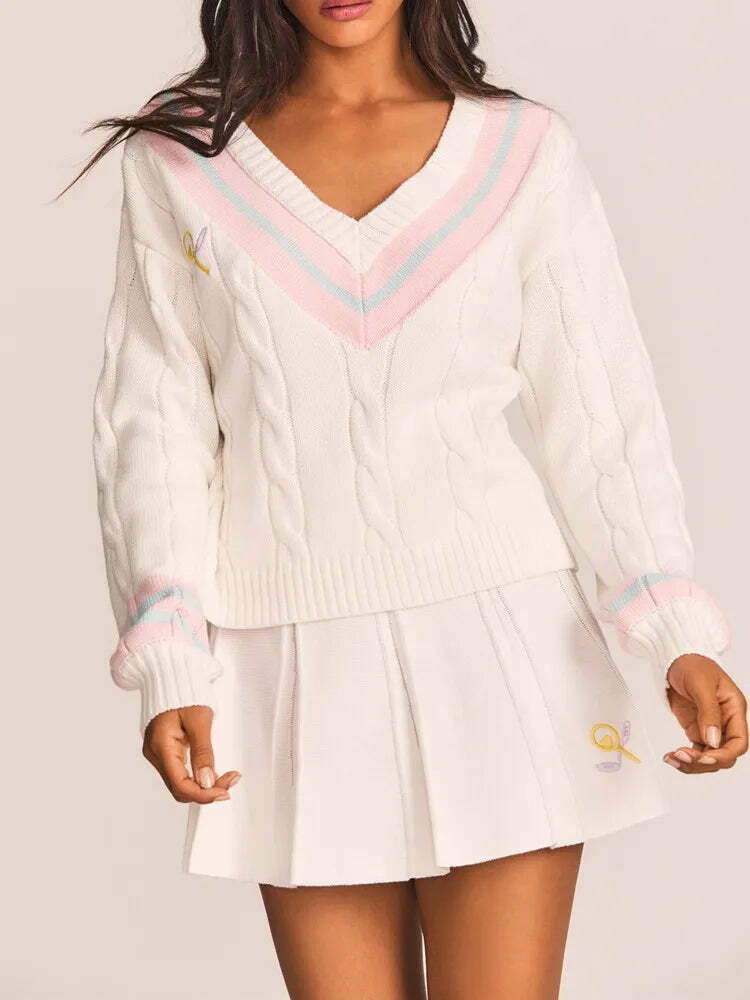 Lavani Knitted Two Piece Set - Y2K Summer & 90S Fashion, Grunge, Retro, Pastel Goth Outfits Lavani Knitted Two Piece Set - Y2K Summer & 90S Fashion, Grunge, Retro, Pastel Goth Outfits