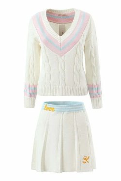 Lavani Knitted Two Piece Set - Y2K Summer & 90S Fashion, Grunge, Retro, Pastel Goth Outfits