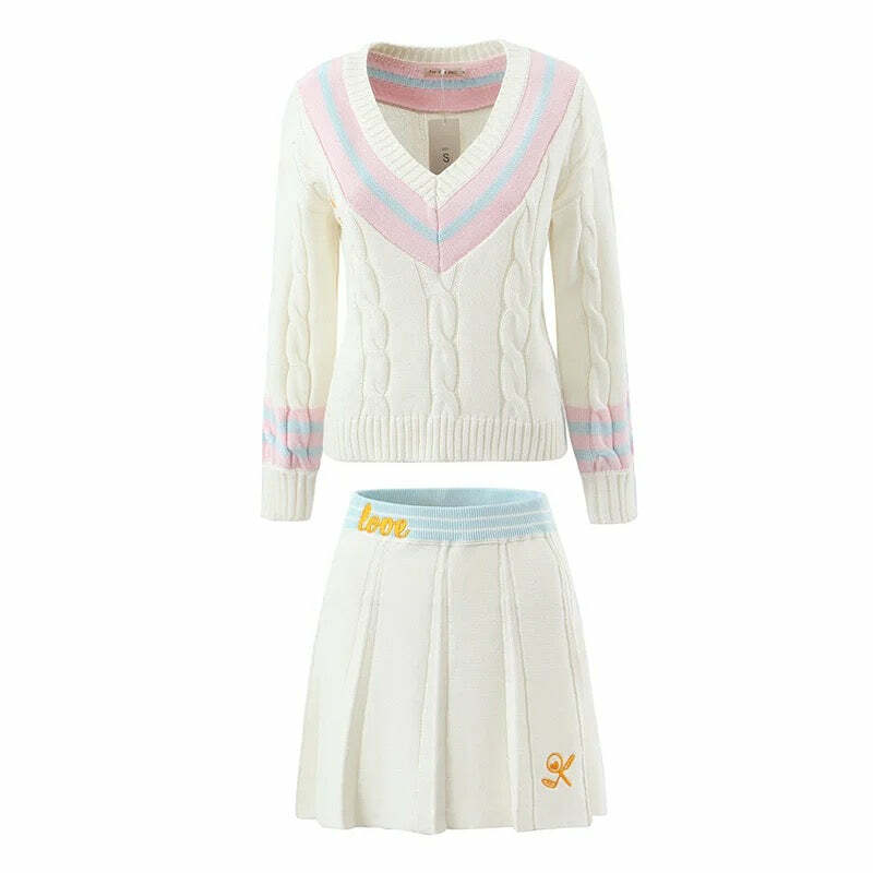 Lavani Knitted Two Piece Set - Y2K Summer & 90S Fashion, Grunge, Retro, Pastel Goth Outfits Lavani Knitted Two Piece Set - Y2K Summer & 90S Fashion, Grunge, Retro, Pastel Goth Outfits