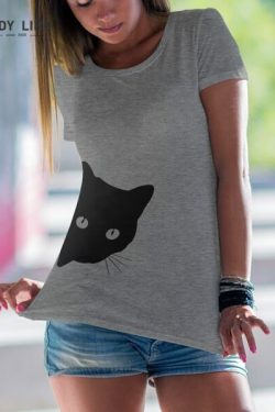 Lennox Black Cat Shirt - Y2K Summer Grunge Outfit, 90S Fashion, Retro Style, Gothic Y2K Top