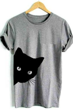 Lennox Black Cat Shirt - Y2K Summer Grunge Outfit, 90S Fashion, Retro Style, Gothic Y2K Top