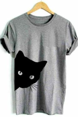 Lennox Black Cat Shirt - Y2K Summer Grunge Outfit, 90S Fashion, Retro Style, Gothic Y2K Top