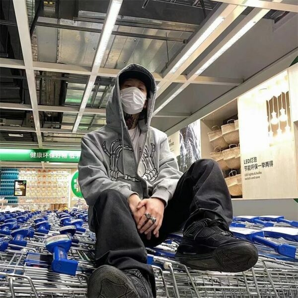 Lennox Skeleton Heart Hoodie - Y2K Grunge, 90S Fashion, Retro Goth, Summer Y2K Outfits Lennox Skeleton Heart Hoodie - Y2K Grunge, 90S Fashion, Retro Goth, Summer Y2K Outfits