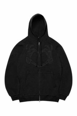 Lennox Skeleton Heart Hoodie - Y2K Grunge, 90S Fashion, Retro Goth, Summer Y2K Outfits