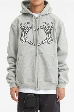 Lennox Skeleton Heart Hoodie - Y2K Grunge, 90S Fashion, Retro Goth, Summer Y2K Outfits