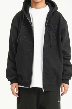 Lennox Skeleton Heart Hoodie - Y2K Grunge, 90S Fashion, Retro Goth, Summer Y2K Outfits