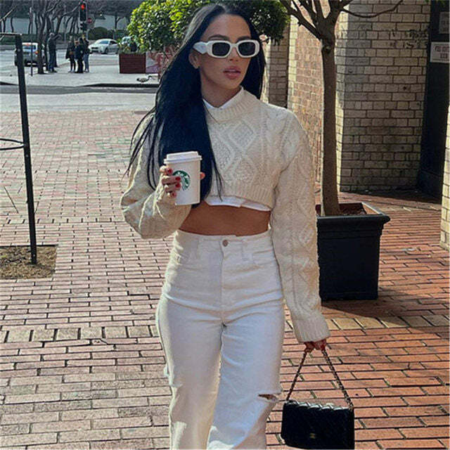 Leslie Cropped Sweater - Y2K Summer Grunge, 90S Retro, Pastel Goth, Y2K Club & Party Leslie Cropped Sweater - Y2K Summer Grunge, 90S Retro, Pastel Goth, Y2K Club & Party