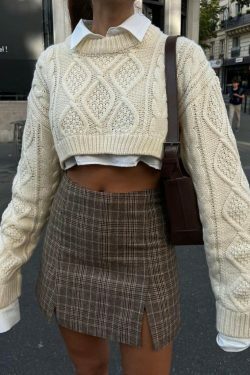 Leslie Cropped Sweater - Y2K Summer Grunge, 90S Retro, Pastel Goth, Y2K Club & Party