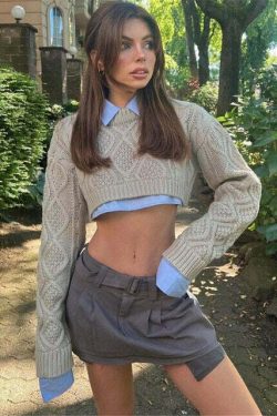 Leslie Cropped Sweater - Y2K Summer Grunge, 90S Retro, Pastel Goth, Y2K Club & Party