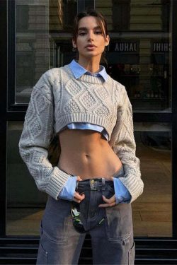 Leslie Cropped Sweater - Y2K Summer Grunge, 90S Retro, Pastel Goth, Y2K Club & Party