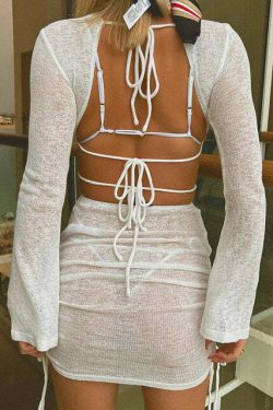 Lily Knitted Dress - Y2K Summer Grunge Outfit, 90S Fashion, Retro Style, Pastel Goth Vibes