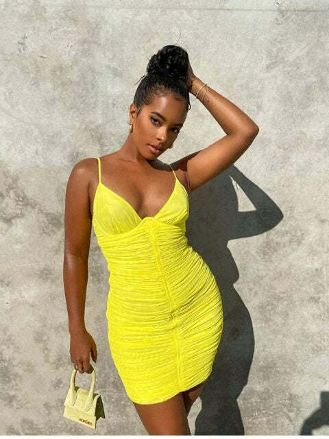 Logan Y2K Mesh Bodycon Mini Dress - 90S Grunge, Retro Summer Party Outfit