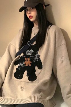 Loner Distressed Sweater - Y2K Grunge, 90S Fashion, Retro Style, Gothic Y2K, Summer Y2K