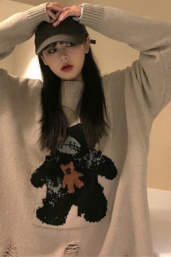 Loner Distressed Sweater - Y2K Grunge, 90S Fashion, Retro Style, Gothic Y2K, Summer Y2K