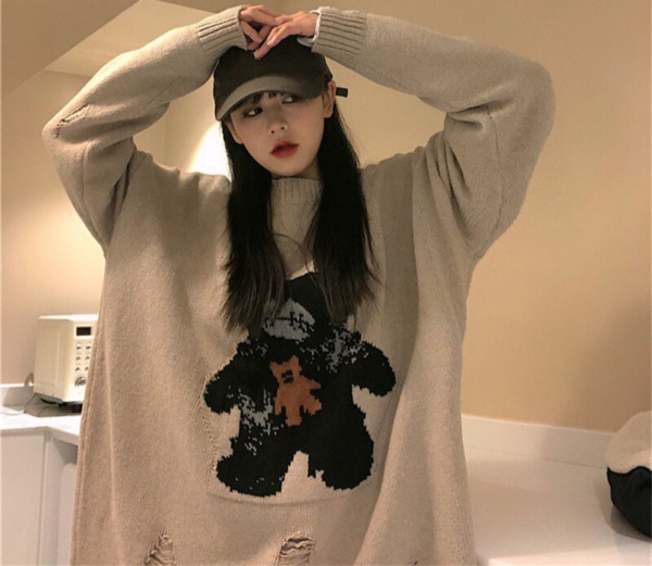 Loner Distressed Sweater - Y2K Grunge, 90S Fashion, Retro Style, Gothic Y2K, Summer Y2K