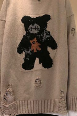 Loner Distressed Sweater - Y2K Grunge, 90S Fashion, Retro Style, Gothic Y2K, Summer Y2K